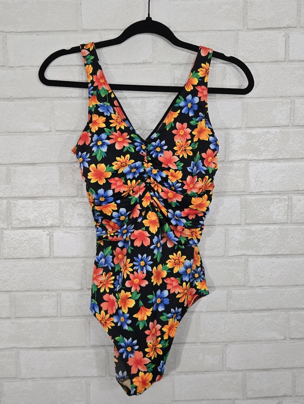 vintage floral one-piece swimsuit